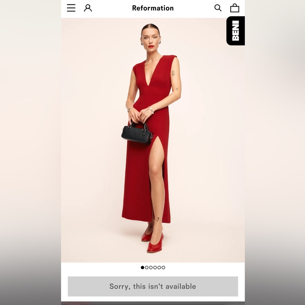 Reformation Cori Red Maxi Dress with Side Slit